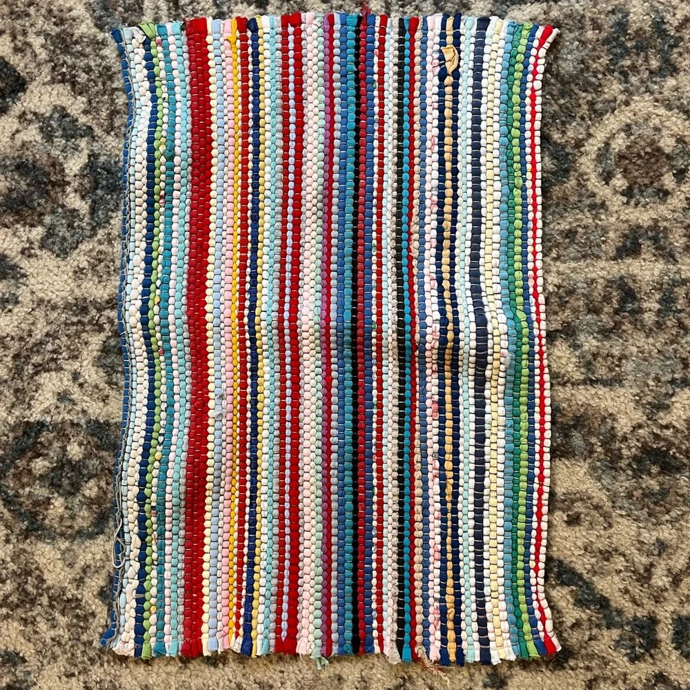 Rag Rugs - set of 6 - polyester upcycled boho rainbow rag rugs